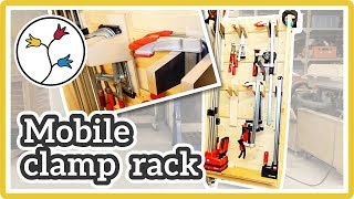 MOBILE CLAMP RACK – french-cleat clamp storage on wheels I built a mobile clamp rack. This clamp cart has french-cleats so you can place the clamp holders anywhere you need as things