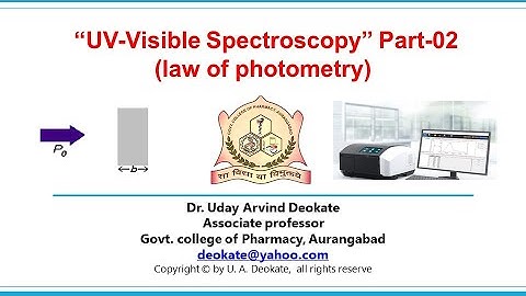 UV Visible Spectroscopy Part 2 - Dr. U.A Deokate