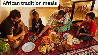 Cooking delicious Traditional African staple food for my Pakistan husband, Gnut &meat luwombo 