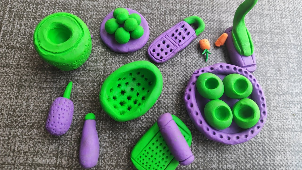 I Made a Tiny Kitchen Set with Polymer Clay 🏺🍳 | Miniature Crafts 