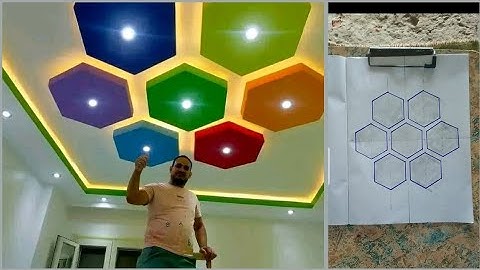 How to draw hexagon pop false ceiling design for bedroom