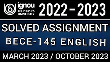 BECE-145 SOLVED ASSIGNMENT 2022-23 | BECE-145 SOLVED ASSIGNMENT 2022-23 IN ENGLISH | BECE-145
