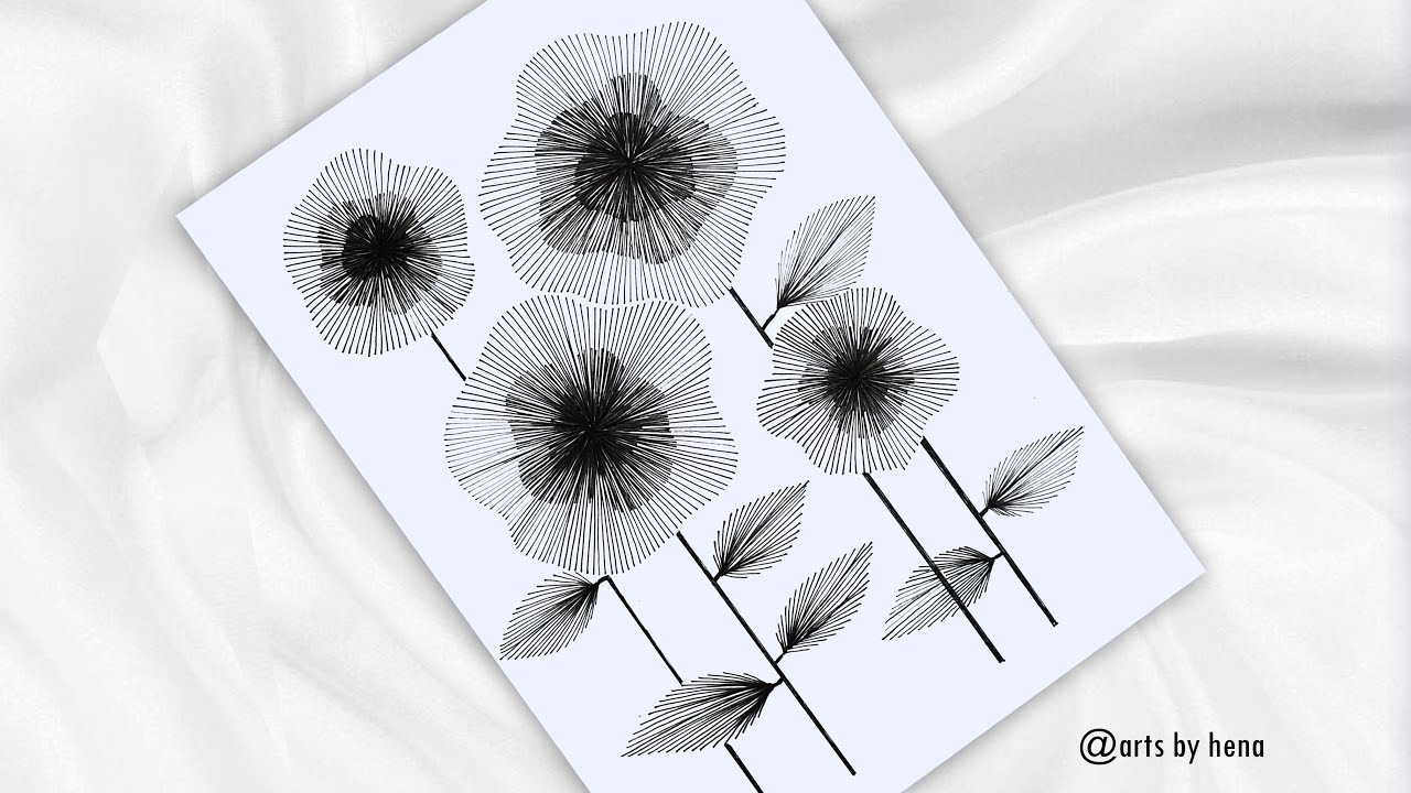 Line Art Flower🌸Beautiful Flower Zentangle Art🌸 | Zendoodle | Zentangle patterns | Step by step