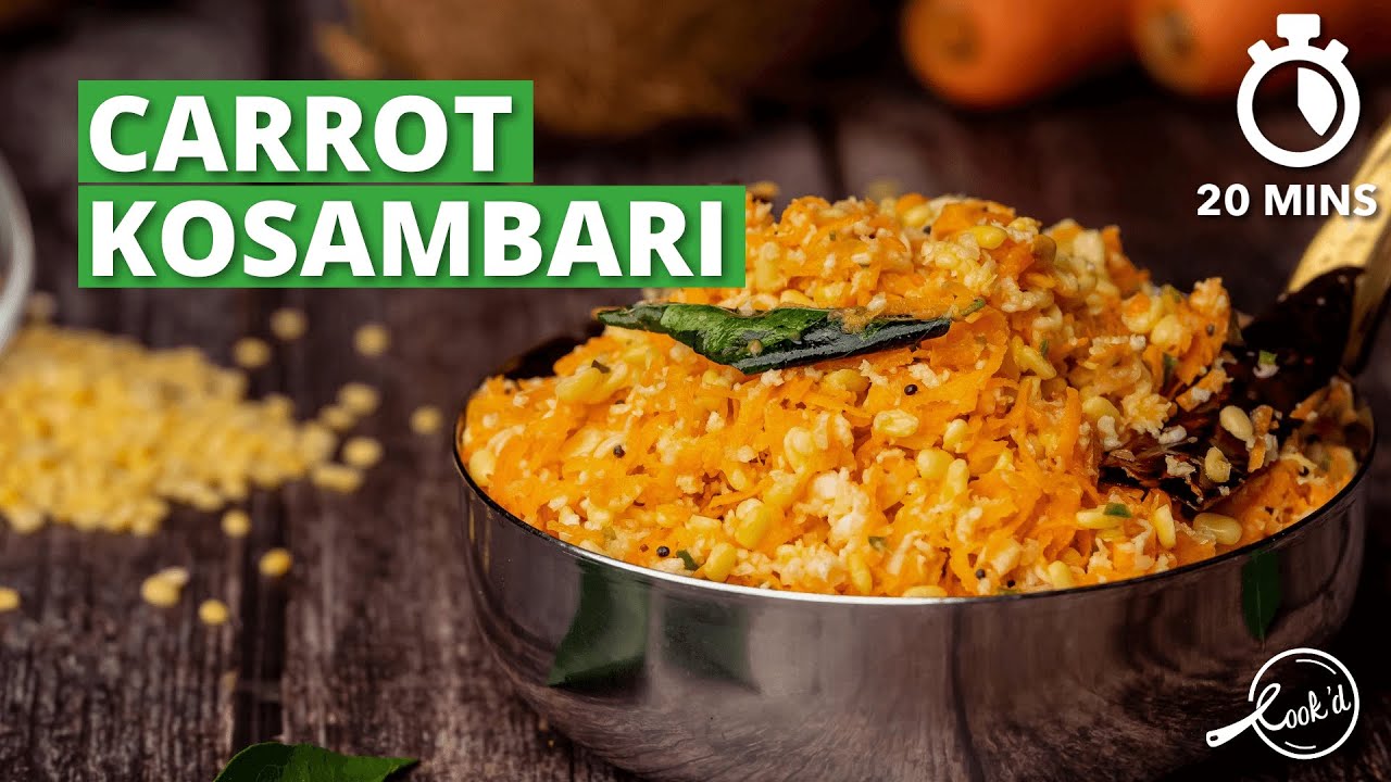 Carrot Kosambari Recipe Easy Carrot Salad Carrot and Moong Dal
