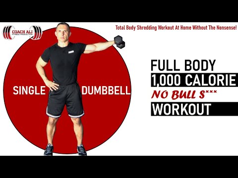 1000 Cal Full Body High Intensity Dumbbell Workout With Single Dumbbell. Best Toning Workout At Home