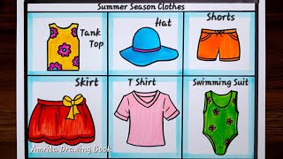 Summer Clothes Drawing | Summer Season Clothes drawing easy| How to Draw Summer Clothes easy steps