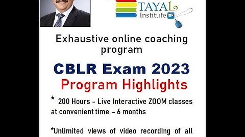 CBLR 2023 Exam Course | 24th April 2022 | 8.00 pm Daily by Prof. Rajesh Tayal
