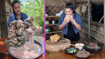 Yummy yummy beef intestine cooking - Cooking with Sreypov