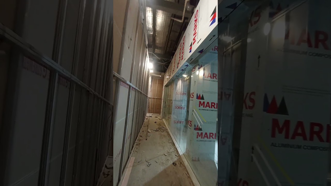 pemasangan ACP 0,3 mm merk marks berikut partisi kaca 12 mm