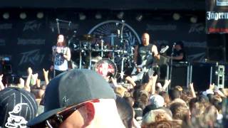 Trivium "Down From The Sky" Matt Heafy plays air guitar  Mayhem Fest Sacramento 07-10-09