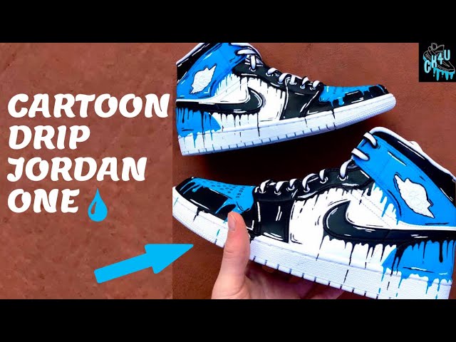 Custom Nike Air Jordan 1s Orange Cartoon Drip AJ1 Men's 