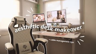 Cozy & Productive Desk Makeover 👩🏻‍💻 workspace organization, cable management, aesthetic desk setup