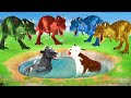 5 Zombie Dinosaurs vs Cow Cartoon Fight Cow Rescue Saved By Woolly Mammoth Animal Fights Videos New