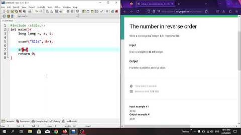 "The number in reverse order" in C programming language. #Eolymp problem 1607.