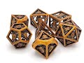 Old School 7 Piece DnD RPG Metal Dice Set: Hollow Sword & Shield Dice - Brushed Brass