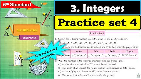 Practice set 4 Class 6 | Chapter 3 Integers | 6th standard | Maths | Maharashtra State Board