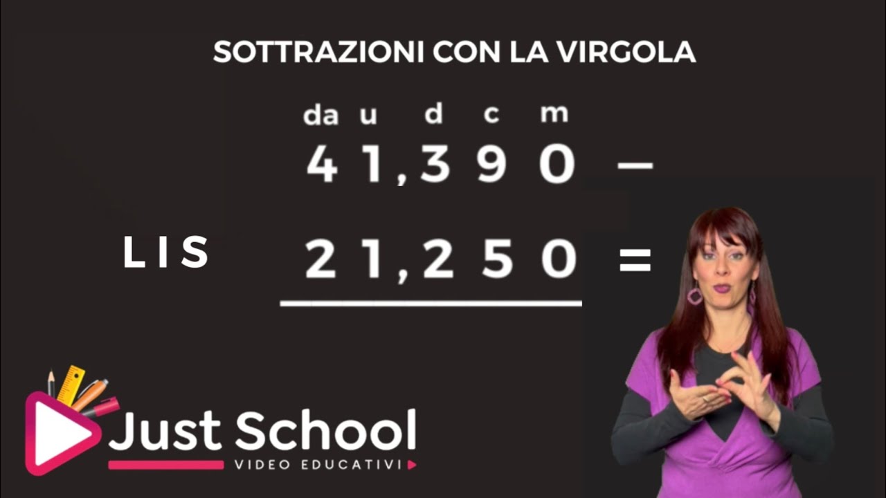 Sottrazioni in colonna con la virgola in lis - YouTube