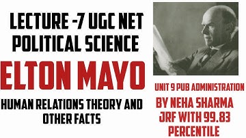 Lecture-7 Human Relations theory by Elton Mayo UGC NET Political science Unit 9 pub administration