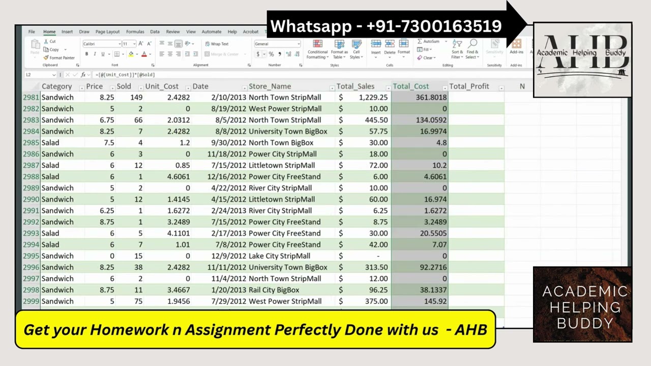 Excel 365 SAM Project 1A Made Easy | Appwich Data Analysis | Appalachian State University