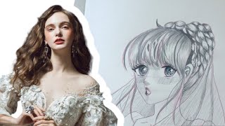 how to draw a bride anime girl - pencil drawing tutorial - anime style