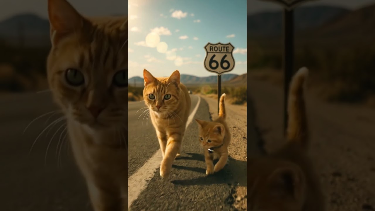 Kitten’s First Road Trip on Route 66 | Heartwarming Cats Adventure 🐾