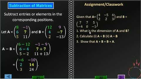 matrix Operations: Addition, Subtraction and Multiplication of matrices