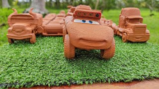 Clean up muddy minicars \& disney car convoys! Play in the garden