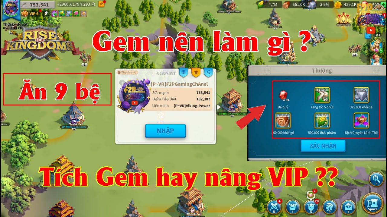 #2960 Ăn 9 bệ 1 (thánh đường) - Tích gem hay nâng VIP - Eat 9 pedestal ...