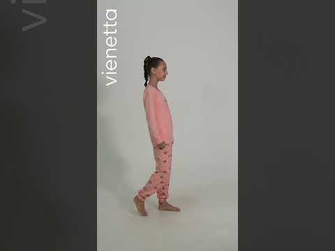 Купить Хлопковый домашний костюм с длинным рукавом VIENETTA PINK 4040355109 в Украина в Lingerie.ua - Одяг для дому та відпочинку, Видео 1