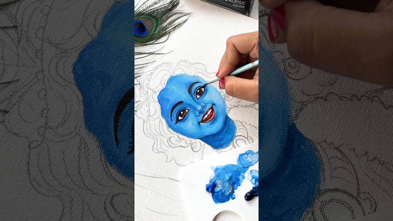 Cute 🥰Krishna Canvas painting 