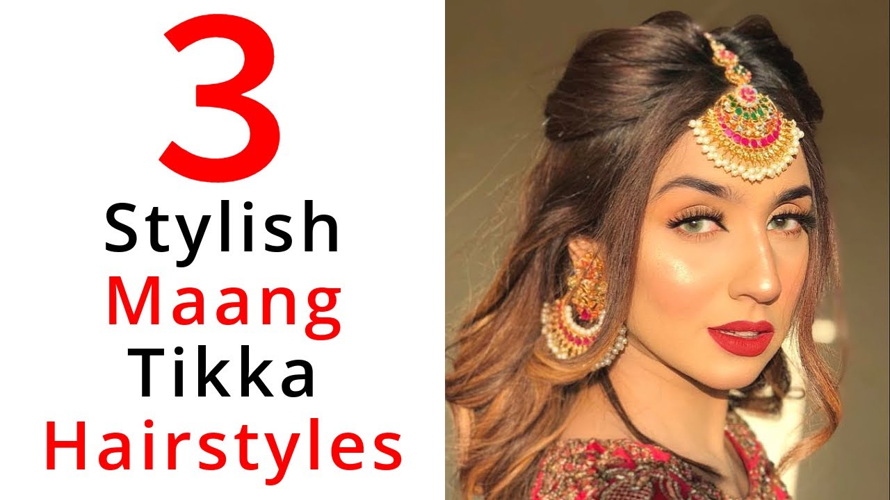 Hairstyle and maang tika | Maang teeka, Hair styles, Bride