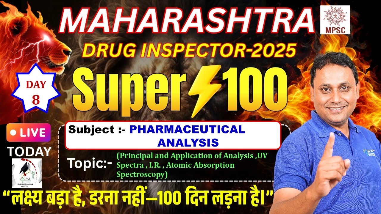 DAY-8 | Maharashtra Drug Inspector 2025 | SUPER 100 | UV, IR, AAS & Principle of Analysis #MPSC