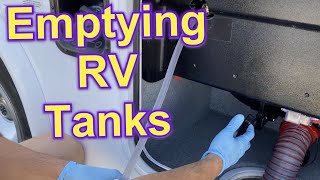 Dumping your RV Black and Grey water tanks | How to empty and clean your RV tanks Class C Motorhome