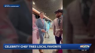 Celebrity chef Bobby Flay meets owners, tries a bite of Big Nita's Cheesecakes