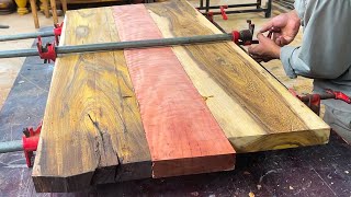 Carry Out Woodworking to Make a Table in Detail with Combination Red Wood