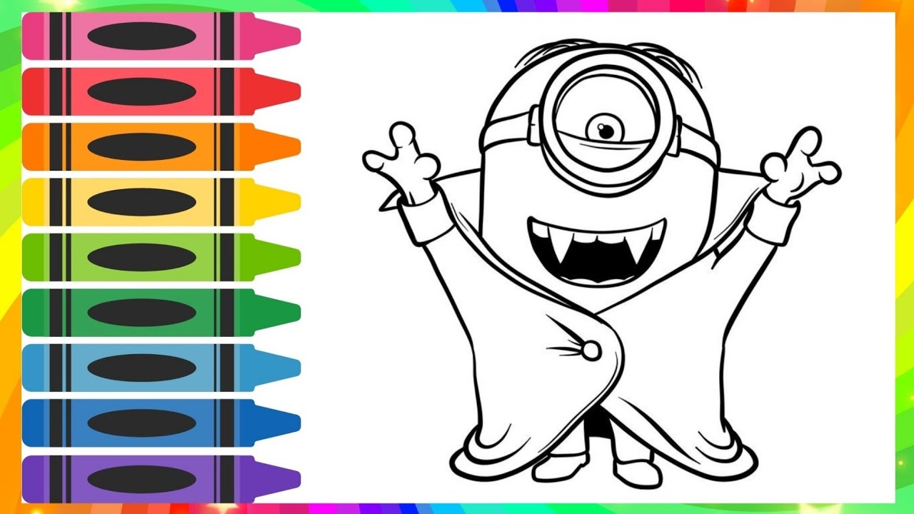 Dibuja y Colorea a un Minion Drácula 🧛🏼‍♀️✨🌈 | Dibujos para Niños y Niñas | Videos para Niños 🌈🌈🌈