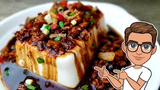 Steamed Tofu with Minced Chicken Recipe | Restaurant Style Steamed Tofu | Quick & Easy Tofu Recipe image