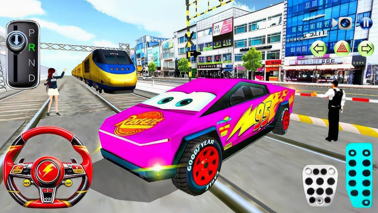 New Tesla Cybertruck McQueen hit by Golden Bullet Train - 3D Driving Class 2026 - Android Gameplay
