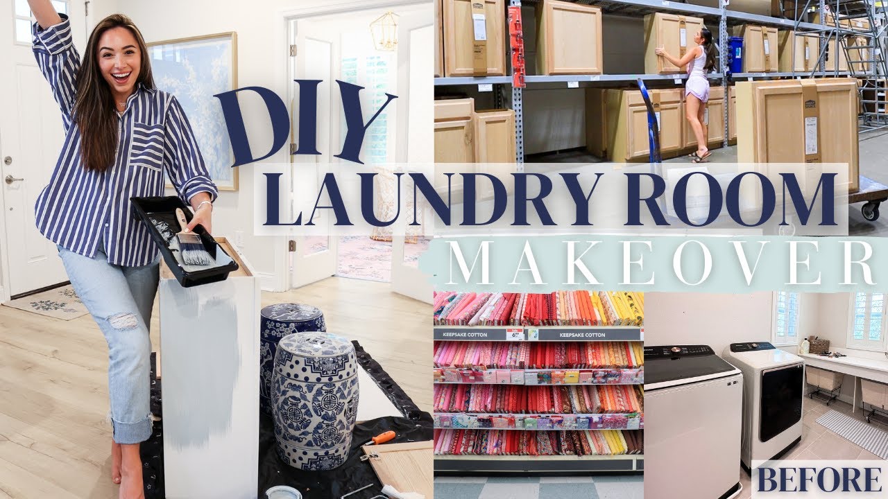 DIY LAUNDRY ROOM MAKEOVER! DECORATE WITH ME! INTERIOR DESIGN PROCESS ...