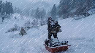Extreme Winter Camping: Pulling My Gear to a Buried Tent in a Blizzard