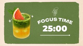 🍊 Study with Me | Grapefruit Juice Matcha 🍵 | 25/5 Timer | Chill Lo-fi 🎶 | 4 Hour Focus Session