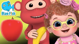 Apples and Bananas song | 4K Blue Fish nursery rhymes & 3D Cartoon | fruit & vegetable