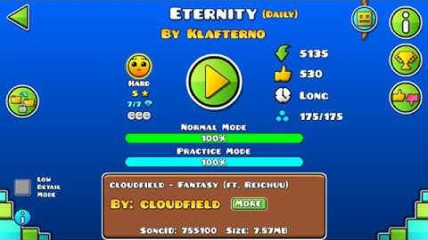 [GD] ETERNITY BY KLAFTERNO (DAILY LEVEL) (ALL COINS) | GEOMETRY DASH 2.13