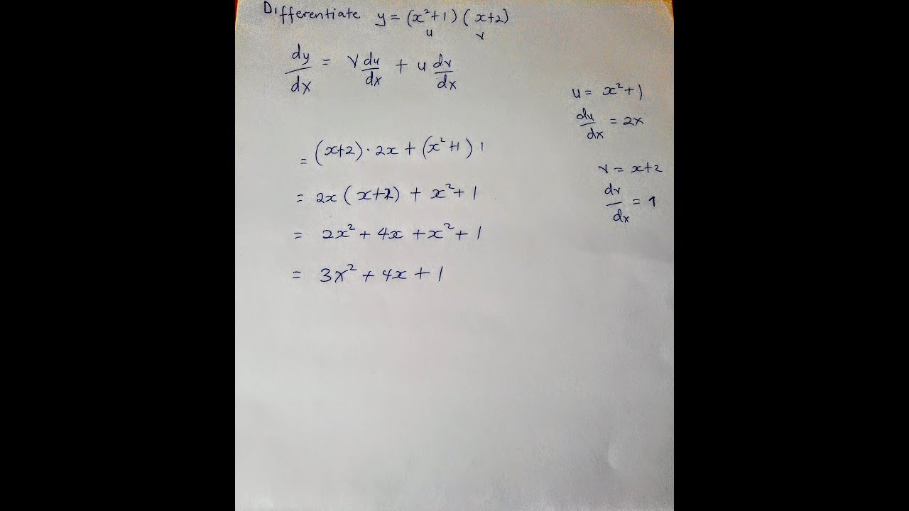 PRODUCT RULE (DIFFERENTIATION ) EXAMPLE 2 - YouTube