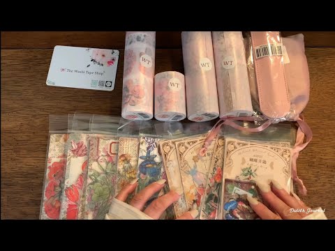 ASMR  unboxing new washi tapes & stickers ft. The washi tape shop +  journaling 