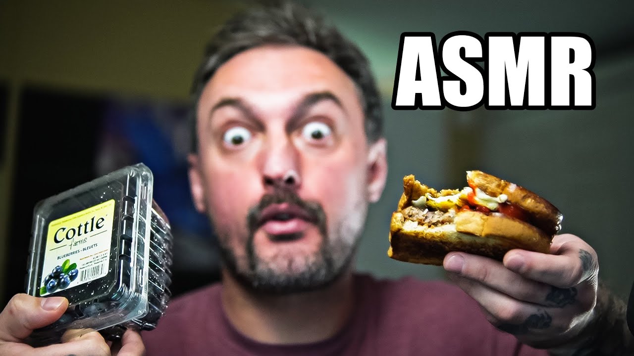 Home made Breakfast Sandwich & Blueberries | ASMR (Whispering, Chewing Sounds)