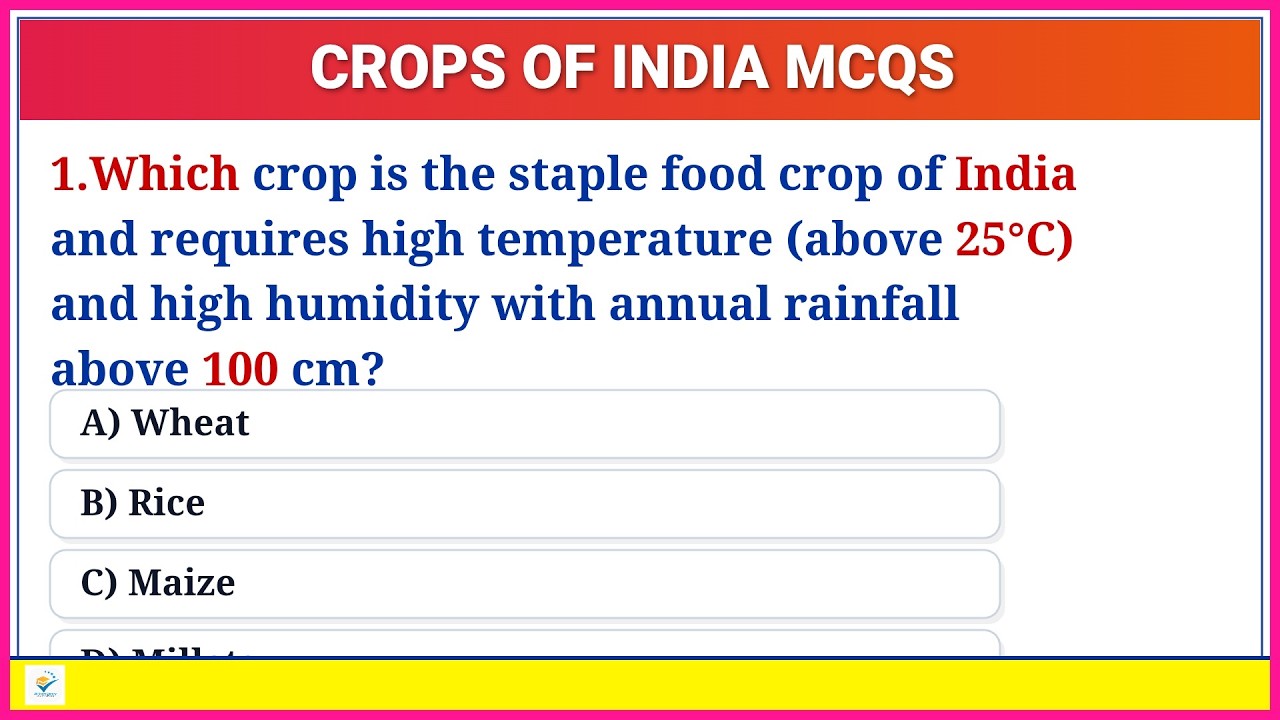 Crops of india MCQs