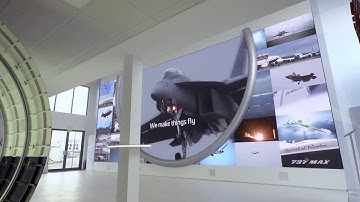 GKN Aerospace Pavilion, featuring giant video wall and touchtables