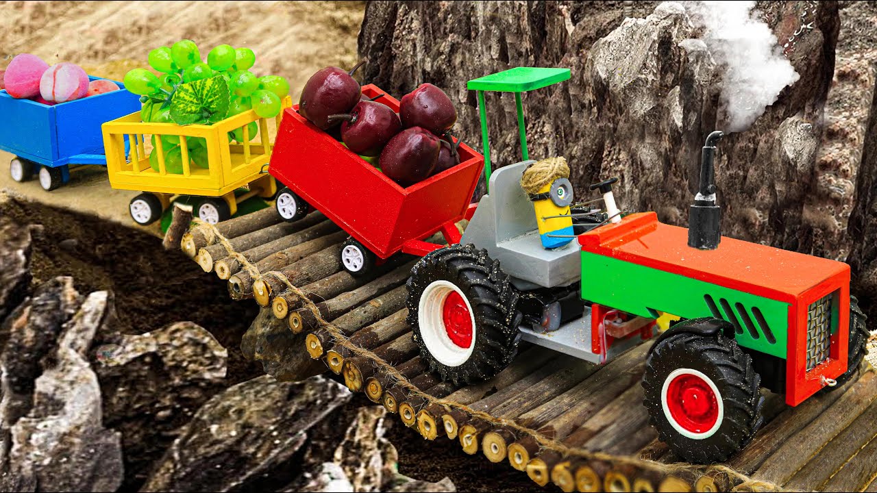 Diy tractor making mini Concrete bridge | diy tractor build a Train ...