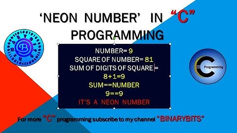 neon number in c programming | how to check the given number is neon number | c programming for neon